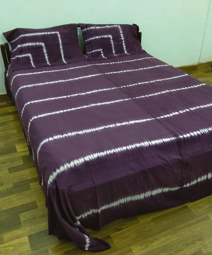 Dark purple handcrafted tie dye cotton double bedsheet