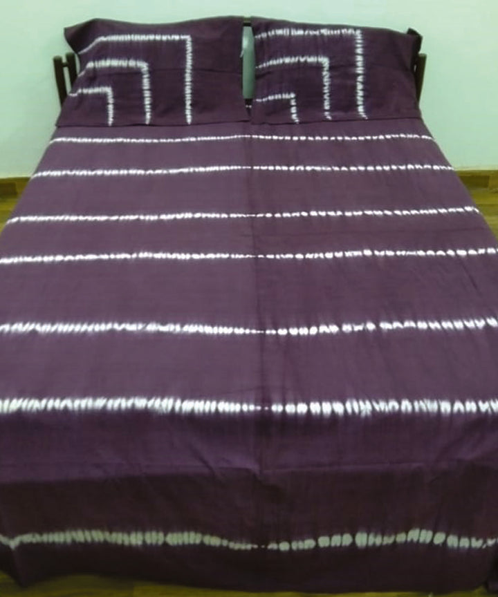 Dark purple handcrafted tie dye cotton double bedsheet