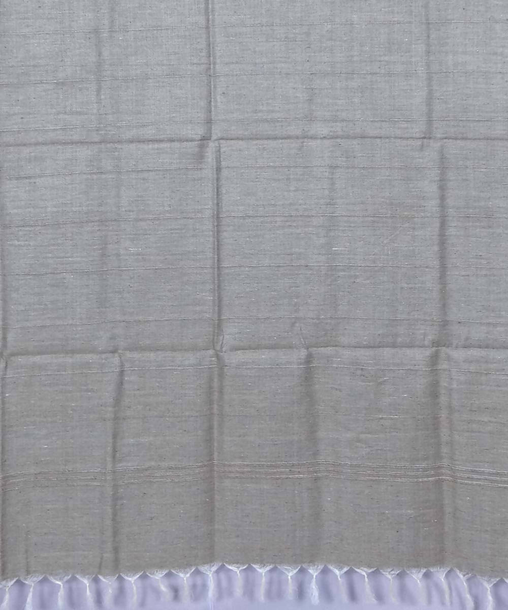 Grey striped handwoven tussar silk dupatta