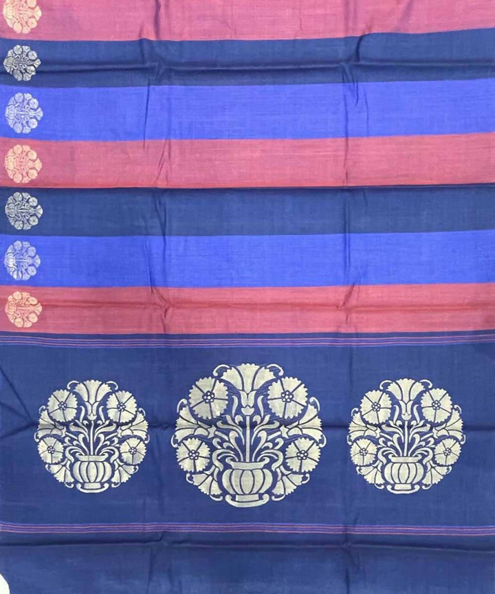 Multicolour handwoven striped tussar silk saree