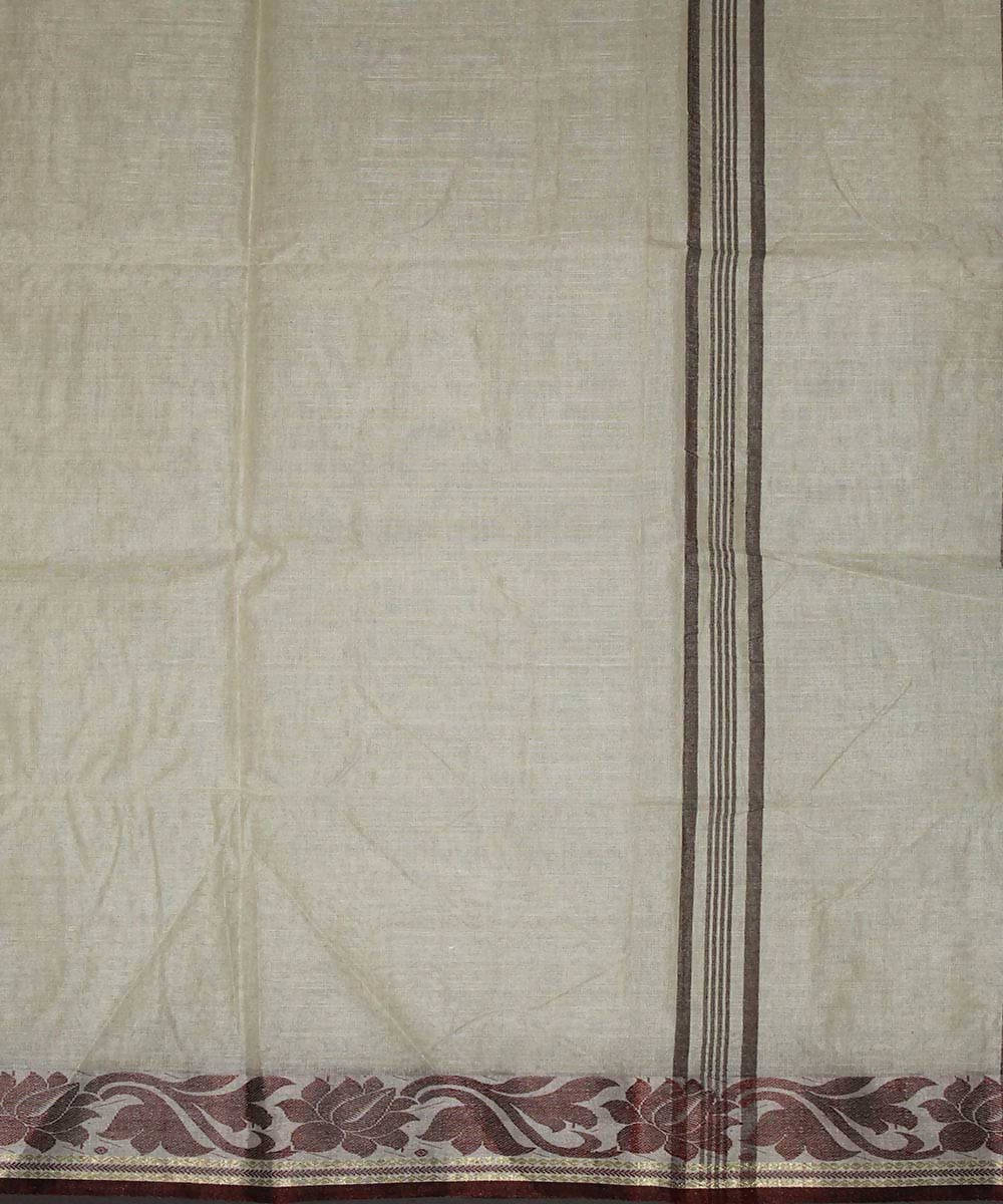 Off white handwoven cotton tant saree