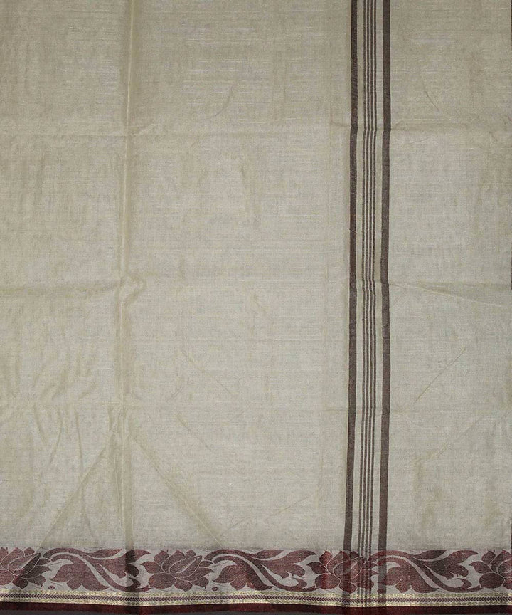 Off white handwoven cotton tant saree