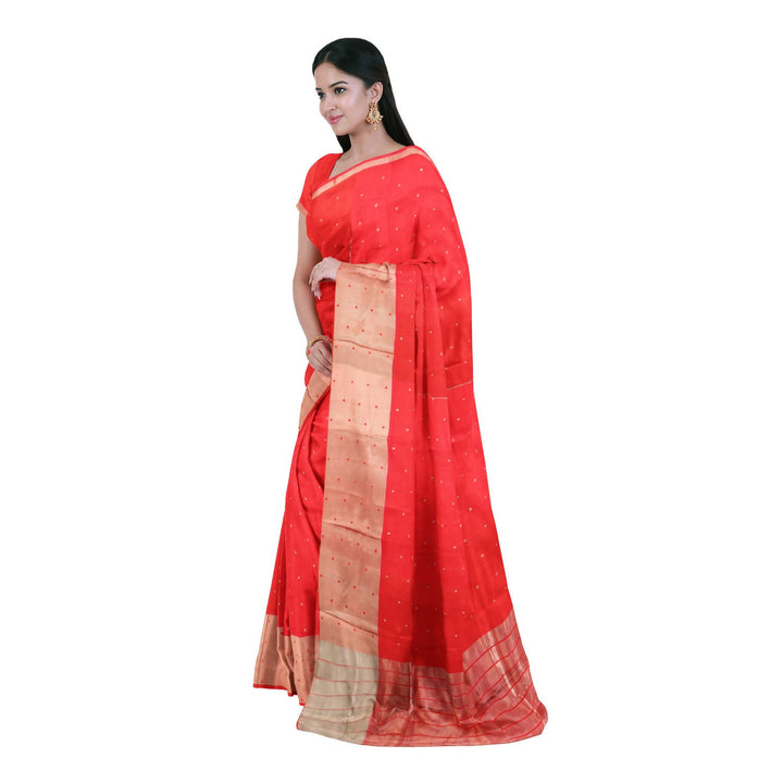 Red handloom cotton silk venkatagiri saree
