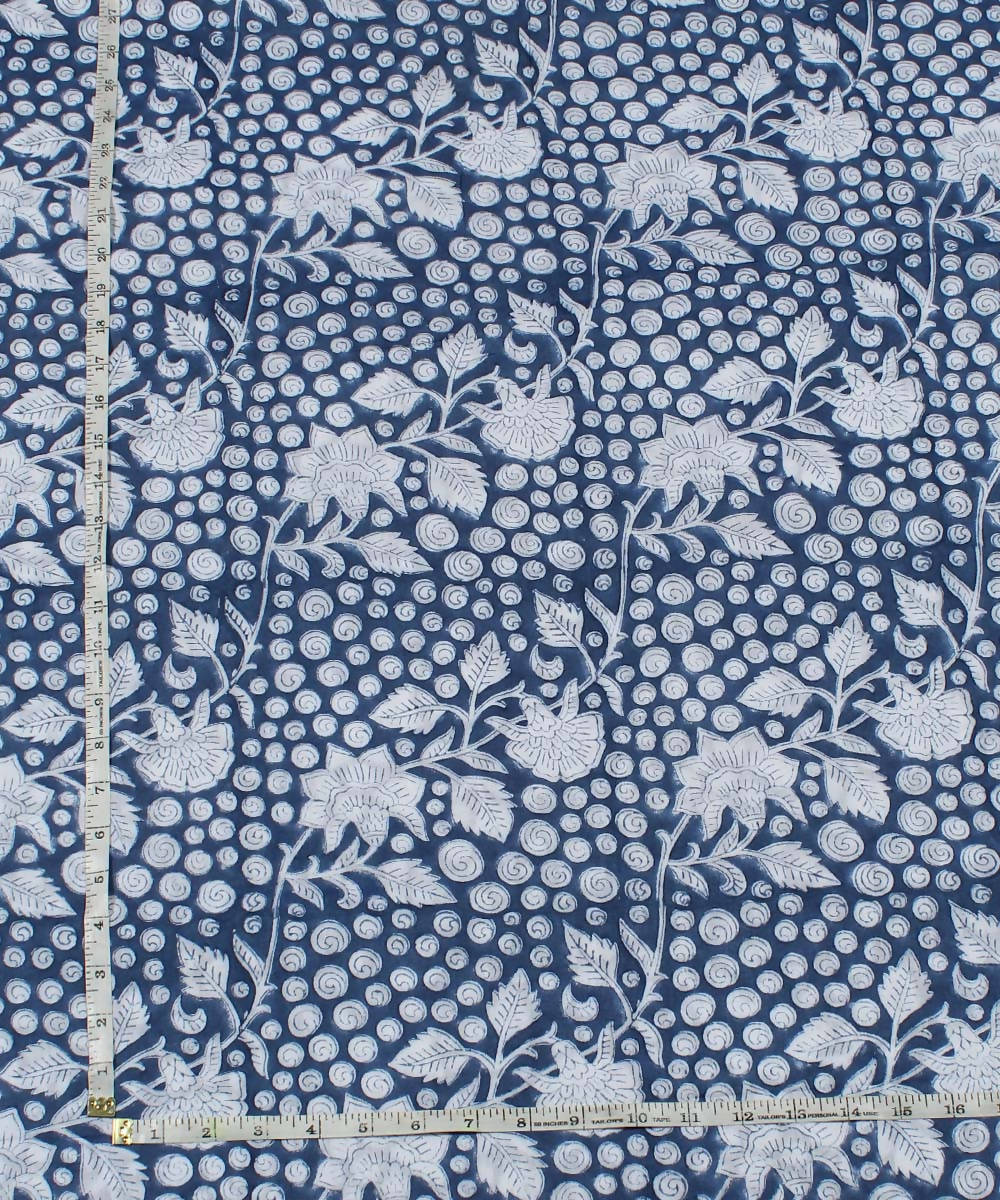 Handblock Dabu Print Cotton Indigo Fabric