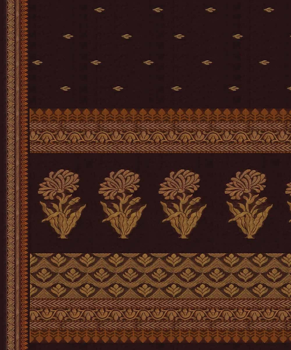 Bistre brown handwoven salem cotton saree