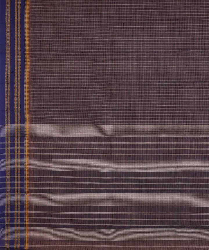 Dark brown handwoven cotton narayanpet saree