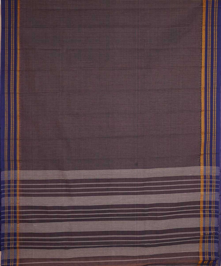 Dark brown handwoven cotton narayanpet saree