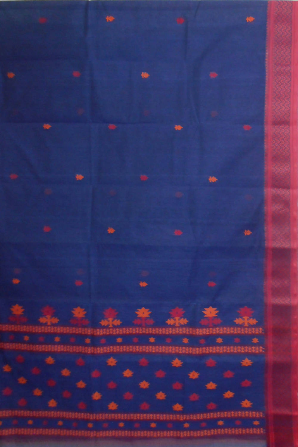 Bengal handloom navy blue tangail saree