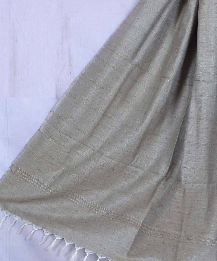 Grey striped handwoven tussar silk dupatta
