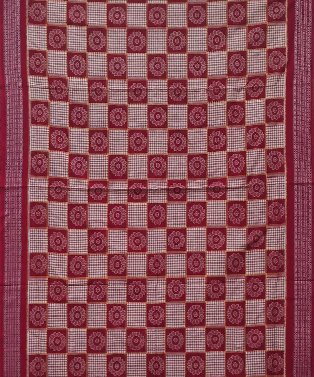 Alabama crimson almond handwoven sambalpuri ikat cotton saree