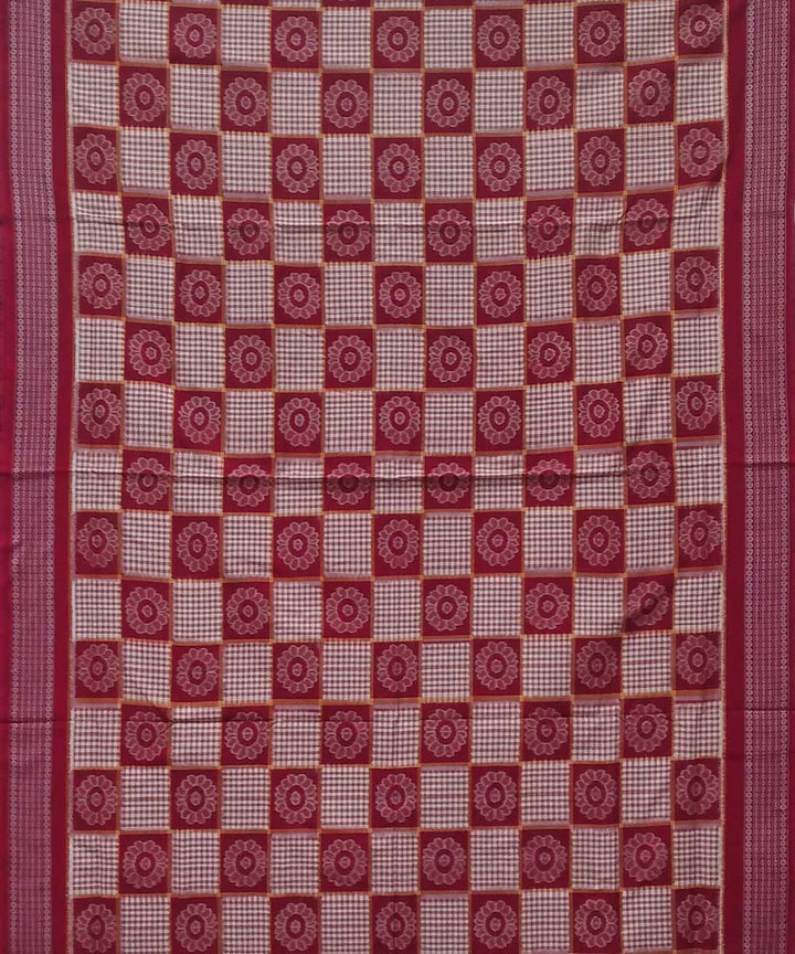 Alabama crimson almond handwoven sambalpuri ikat cotton saree