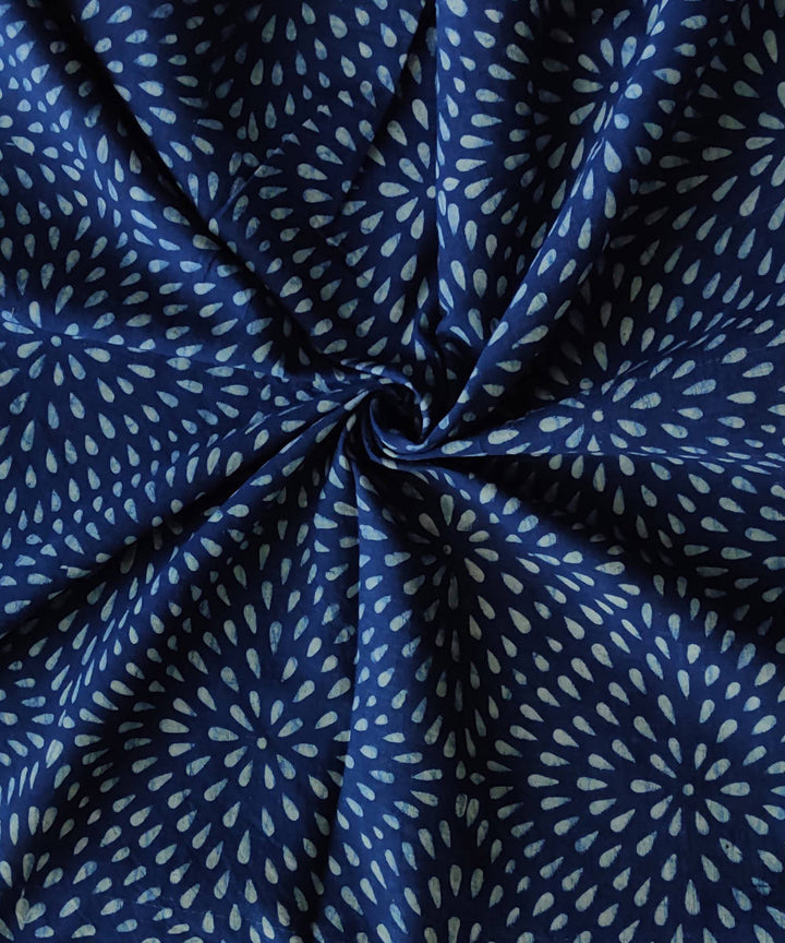 Navy blue ajrakh print natural dye handspun cotton fabric(2.5m per qty)