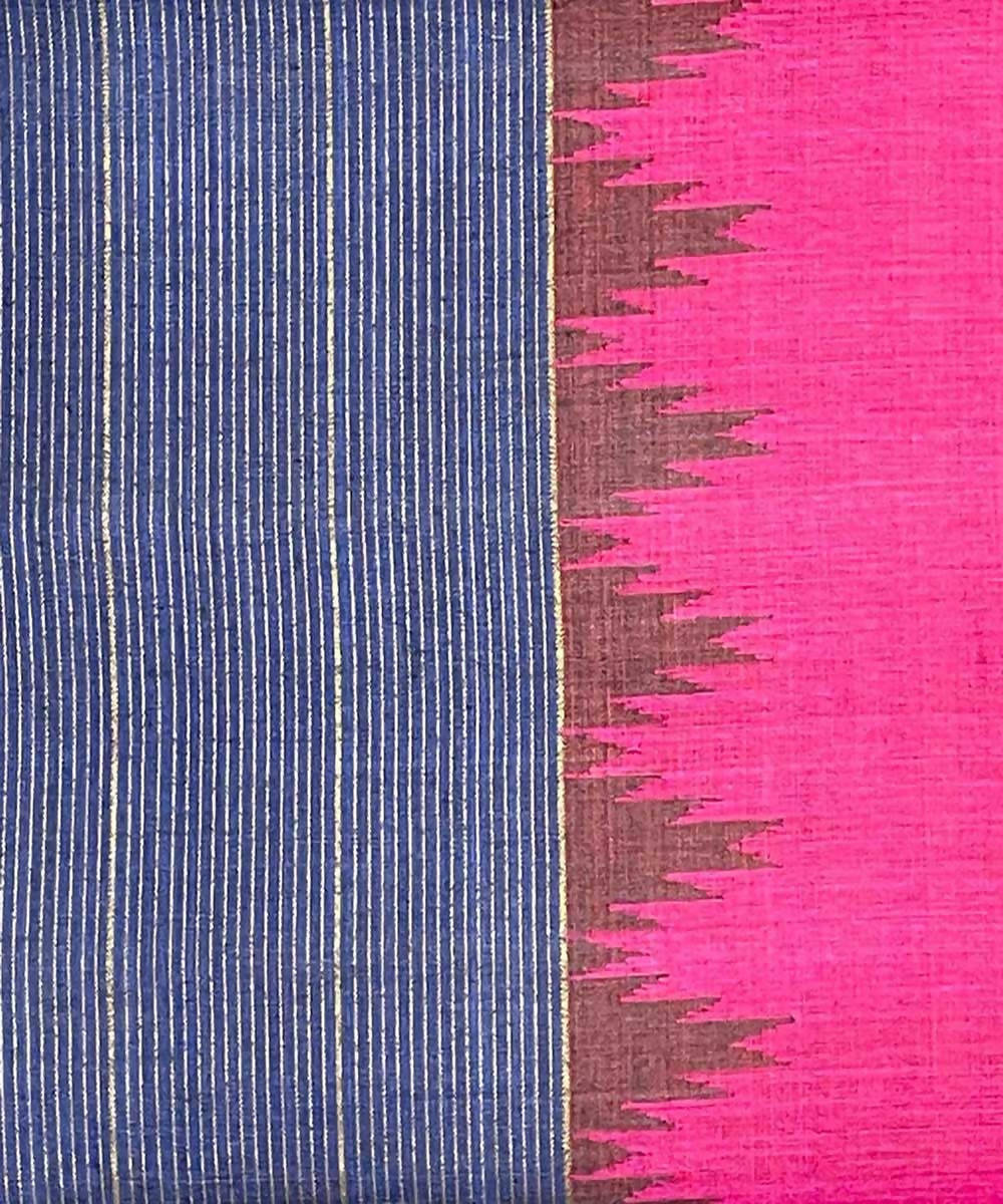 Pink handwoven temple border tussar silk saree