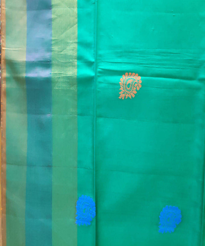 teal blue green handwoven venkatagiri silk saree