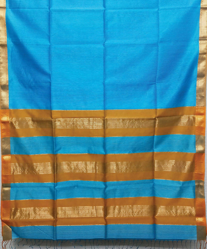 Sky blue handloom cotton silk maheshwari saree