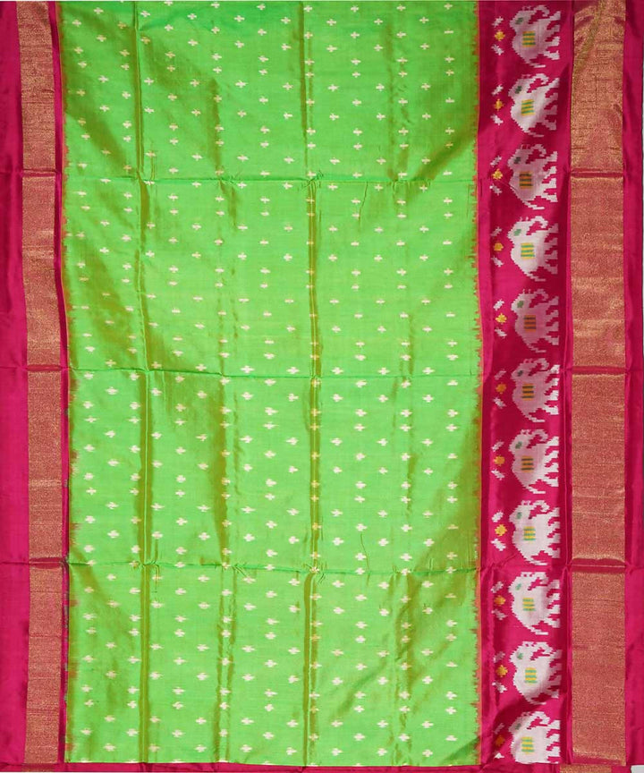 Parrot green handloom silk ikat pochampally saree