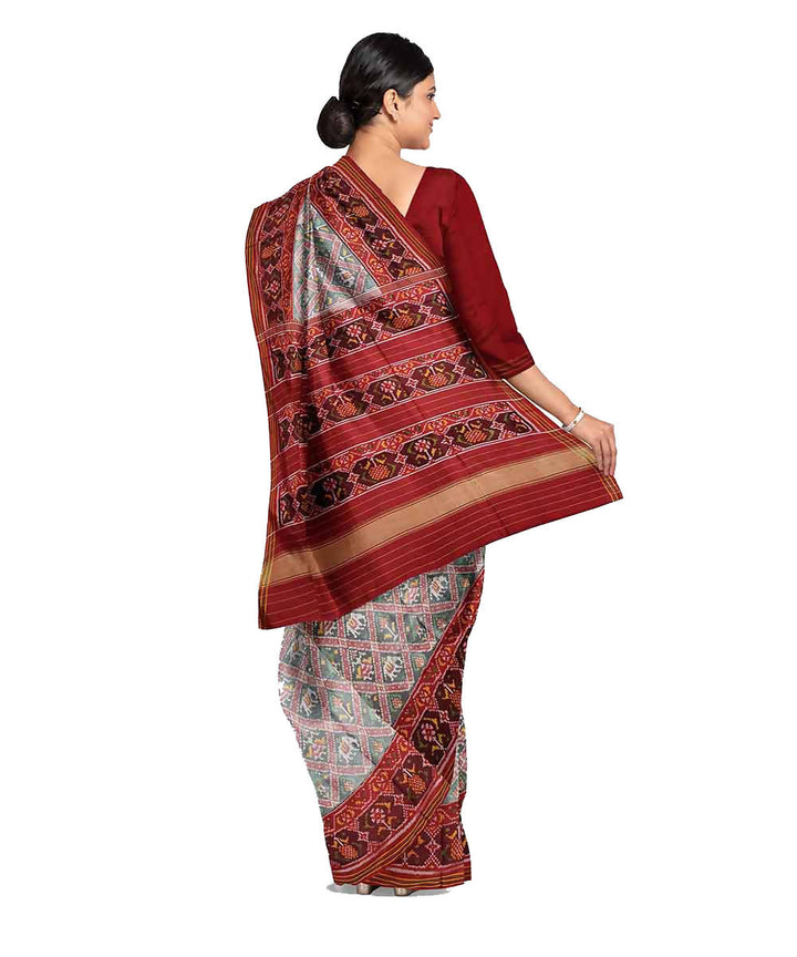 White red handwoven patola silk saree