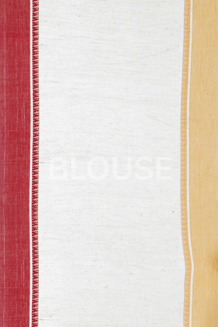 Handloom bengal red white cotton saree