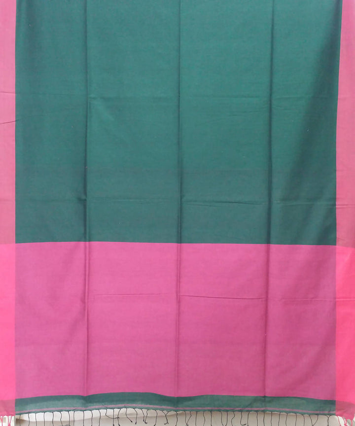 Green Pink Handspun Handwoven Cotton Saree