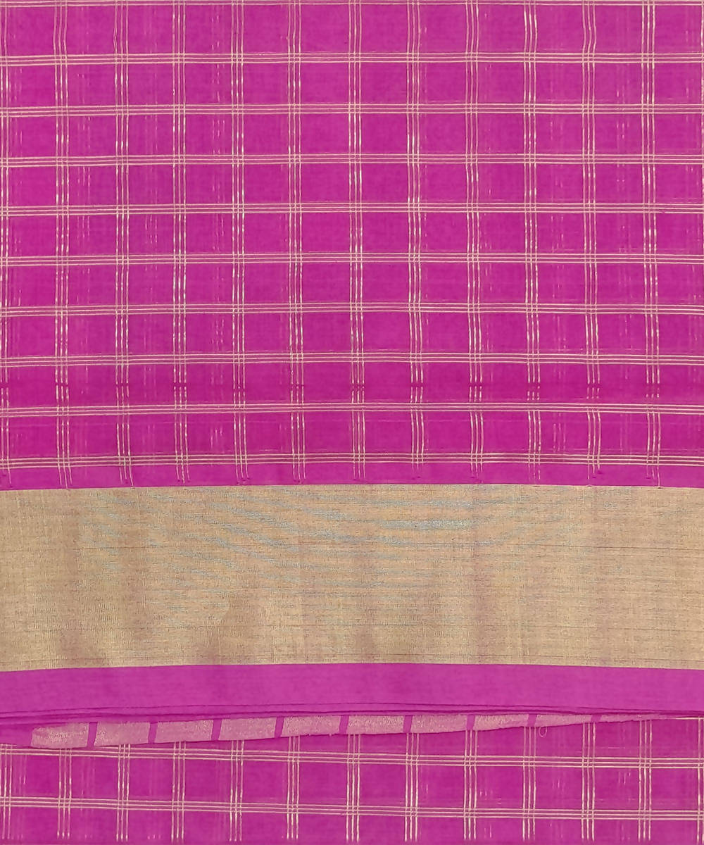 Pink zari checks Handwoven Cotton Venkatagiri Saree