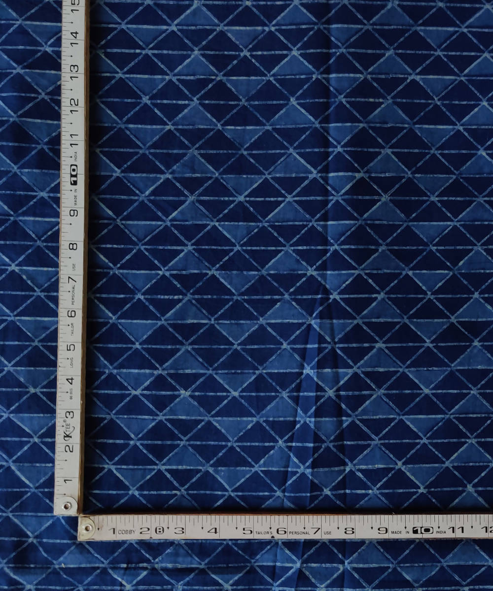 Natural dye navy blue dabu print handspun handloom cotton fabric(2.5m per qty)