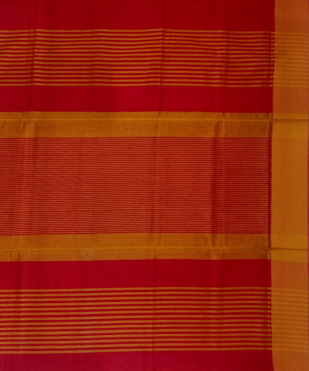 Maheshwari Cherry Red Handwoven Cotton Silk Saree