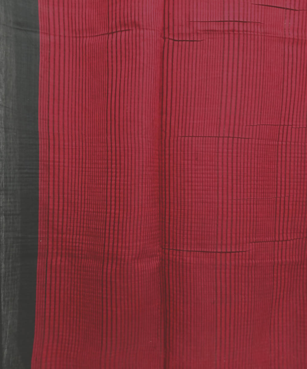 Red Handspun Handloom Cotton Saree