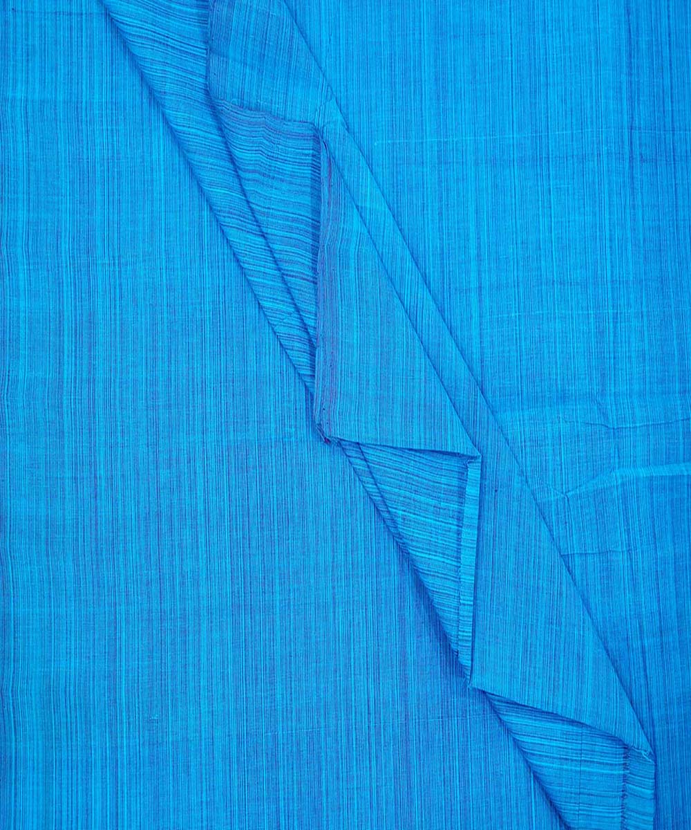 Blue handwoven cotton stripes mangalgiri fabric