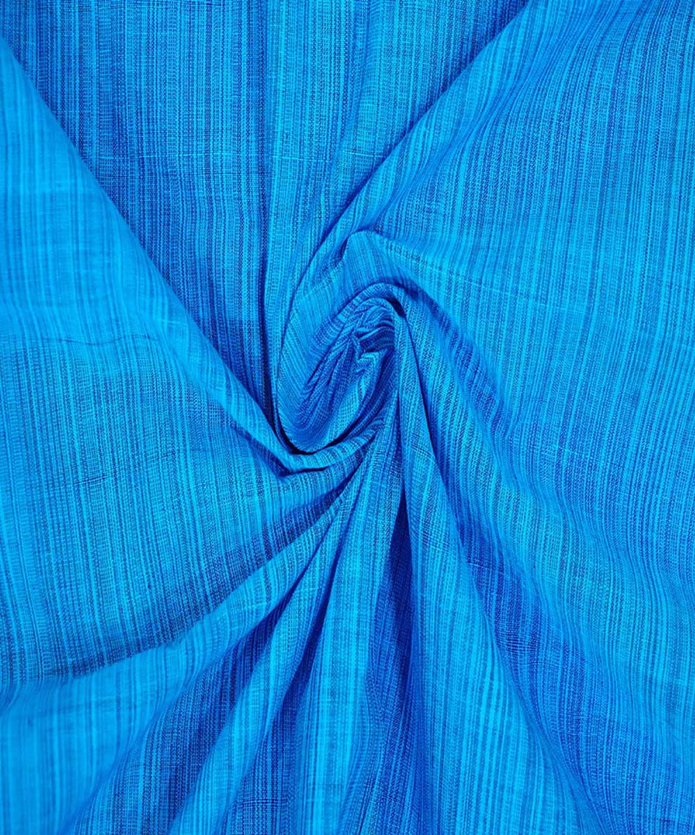 Blue handwoven cotton stripes mangalgiri fabric