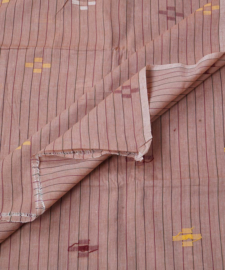 Brown stripe handwoven cotton jamdani fabric