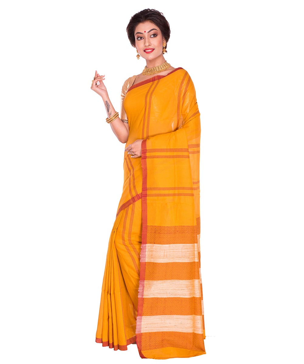 Turmeric Yellow Bengal Handloom Cotton Saree