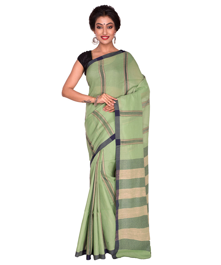 Green Stripe Bengal Handloom Cotton Saree