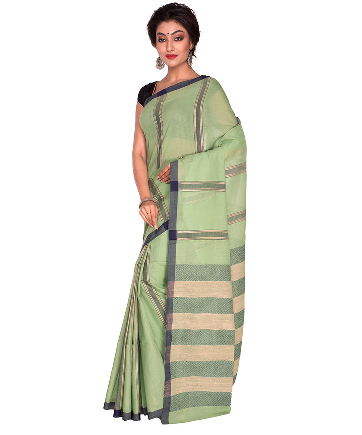 Green Stripe Bengal Handloom Cotton Saree