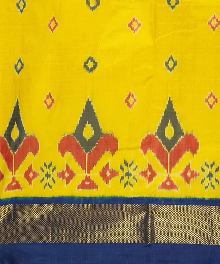 Lemon yellow handloom silk ikat pochampally saree