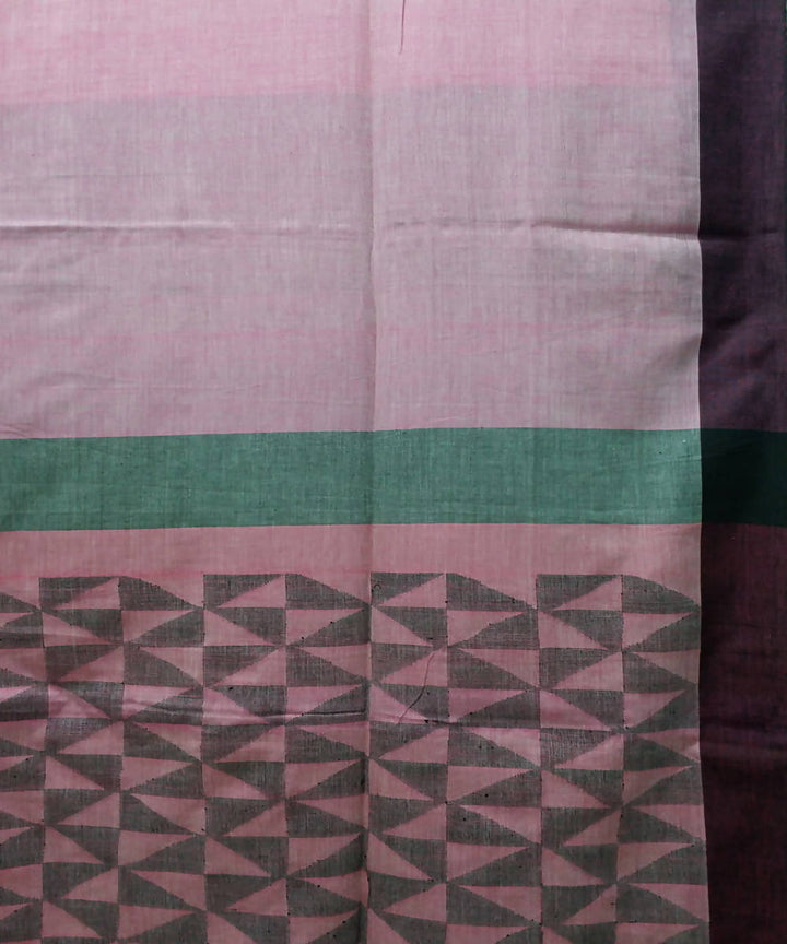 Bengal handspun handwoven cotton light pink saree