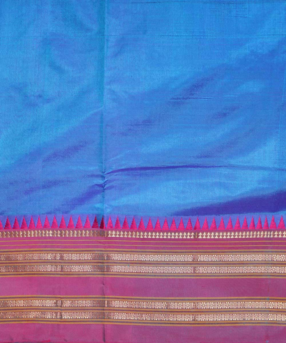 Sky blue handwoven silk narayanpet saree