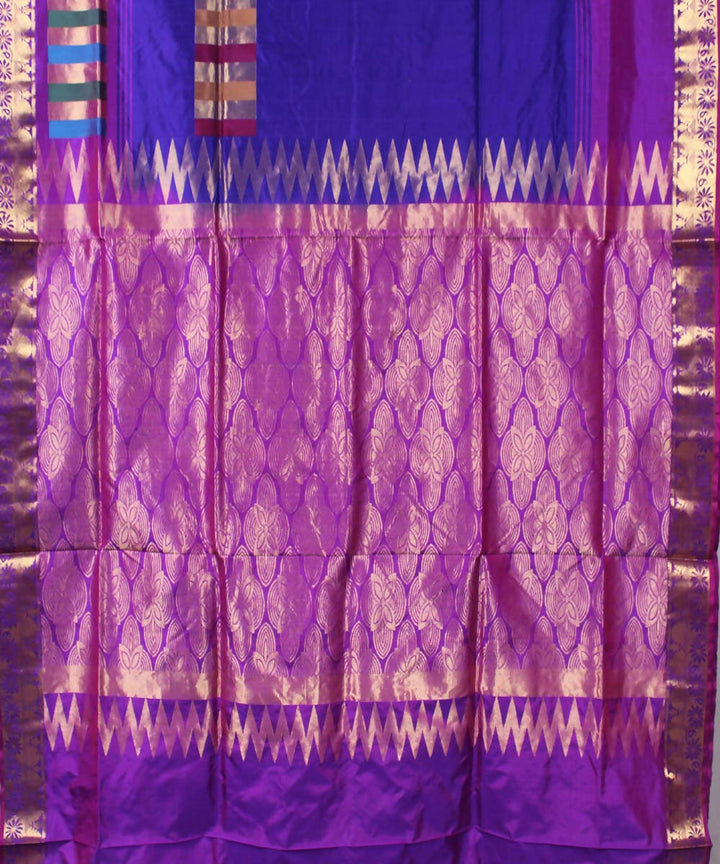 navy and purple karnataka handwoven silk saree