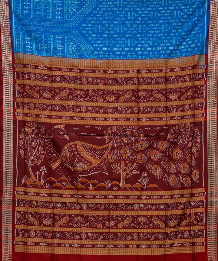 French blue ikat silk handloom sambalpuri saree