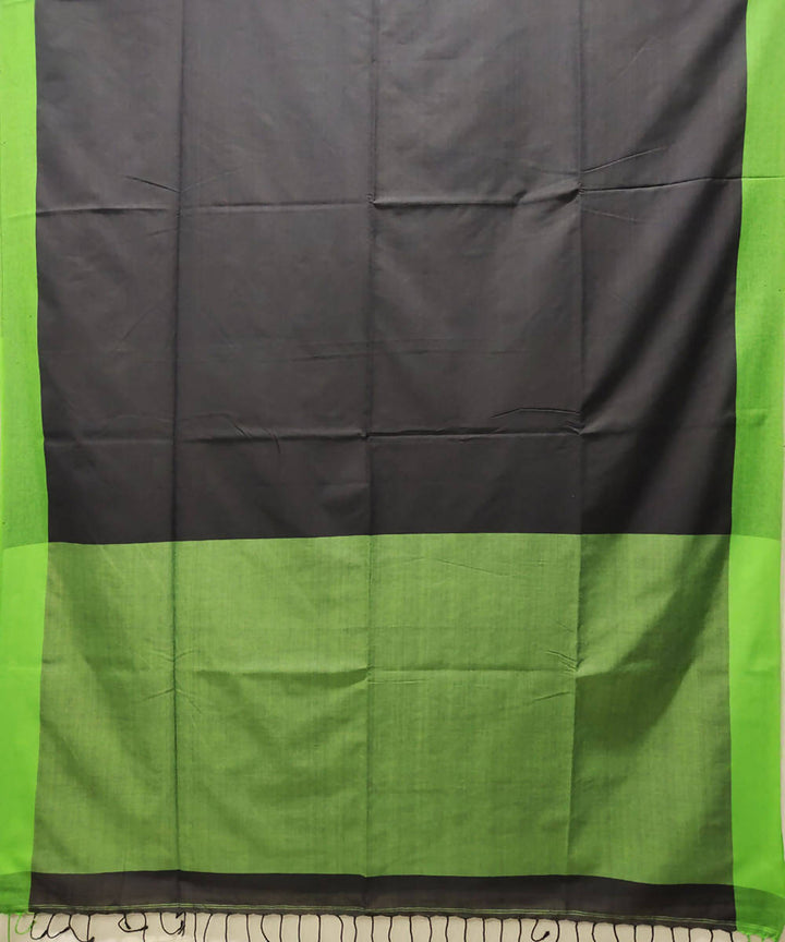 Black light green handloom cotton linen saree