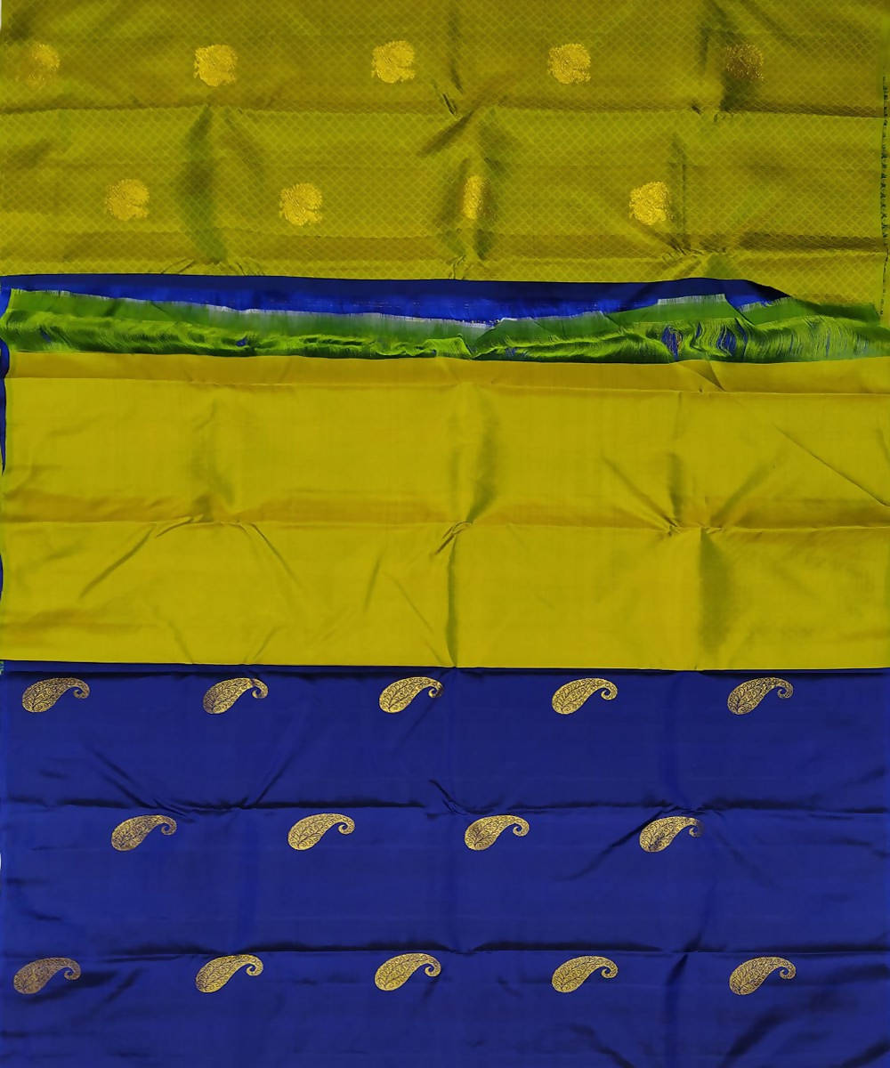 Green blue handloom partly kanchi silk saree