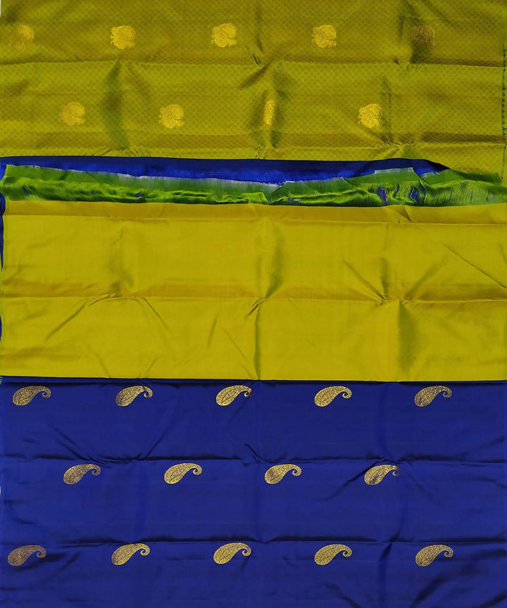 Green blue handloom partly kanchi silk saree