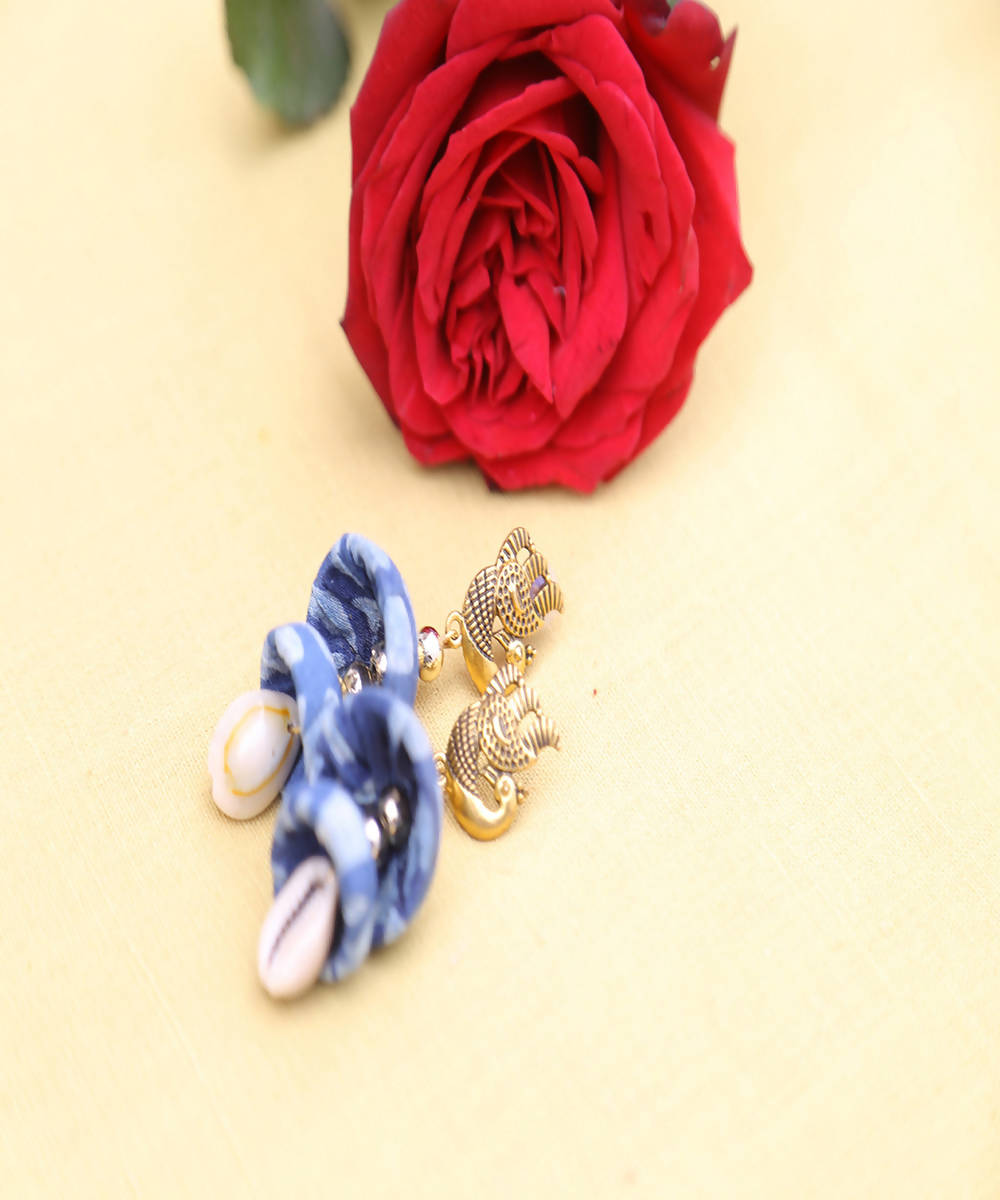 Indigo peacock earrings