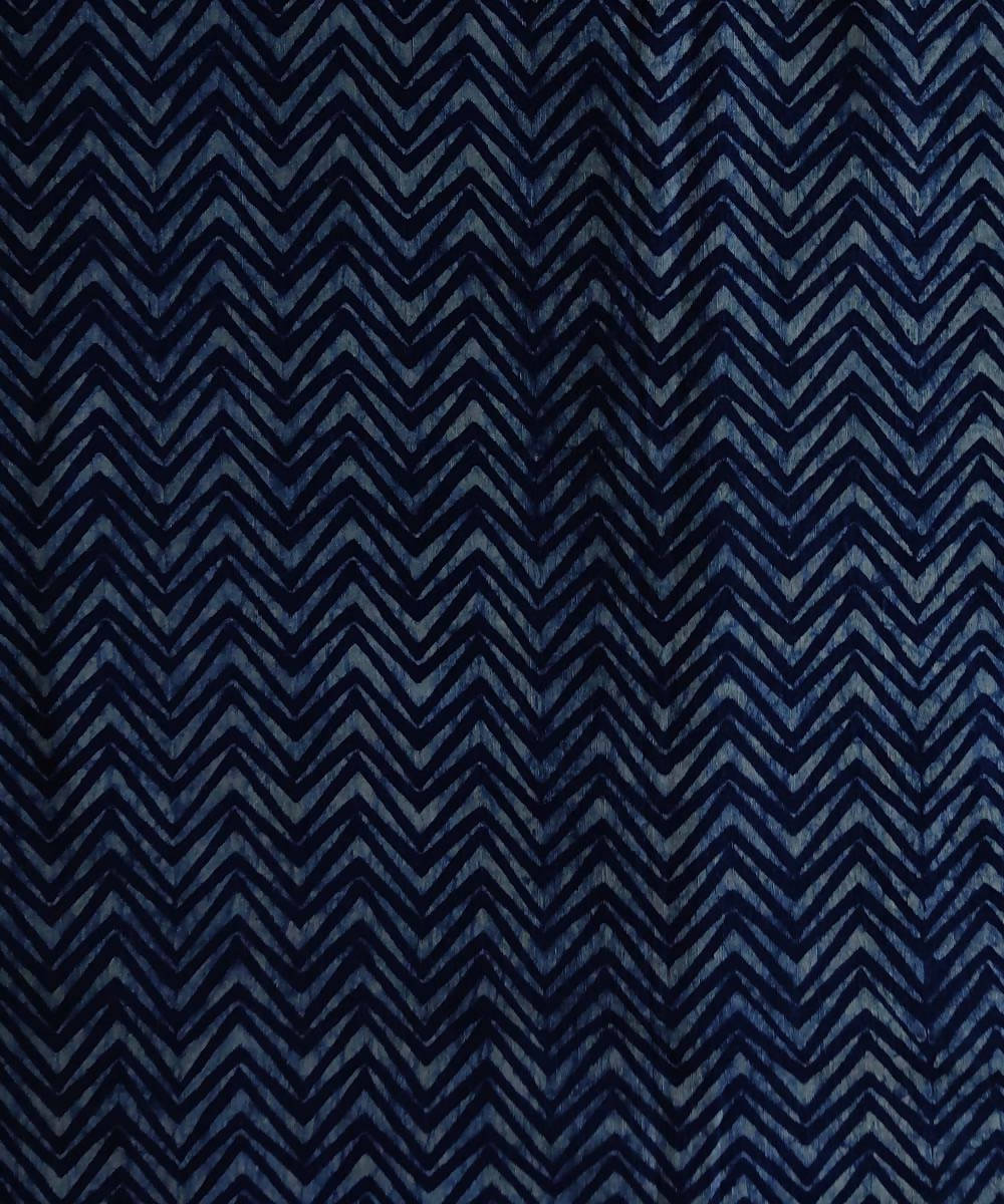 Natural dye dabu block print organic handspun cotton navy fabric