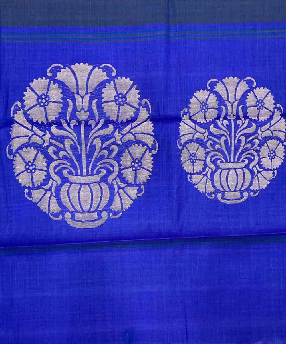 Blue handwoven striped tussar silk saree