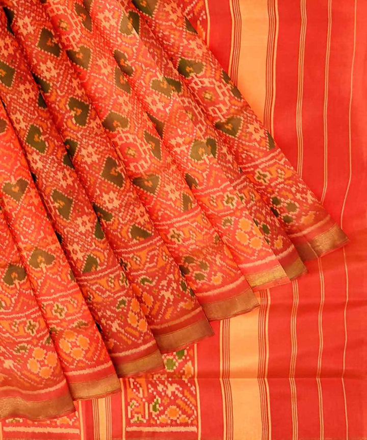 Orange handloom patola silk saree