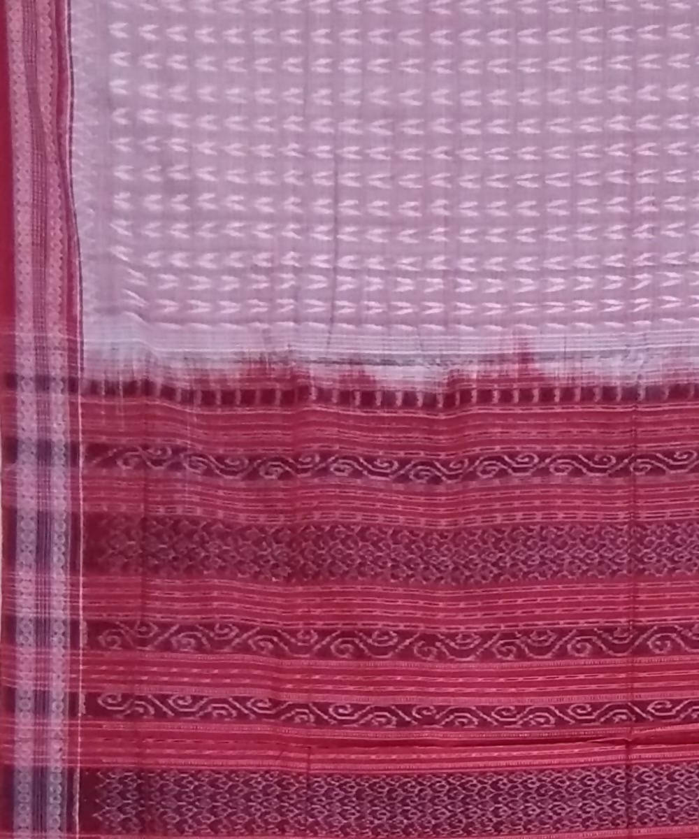 Light pink red handwoven cotton sambalpuri saree