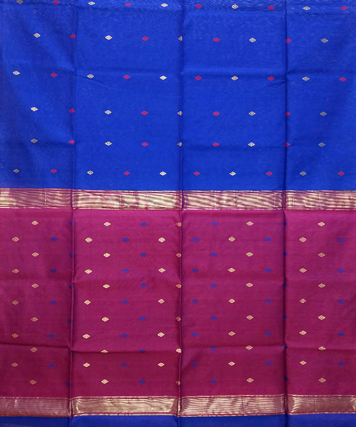 Bluebonnet pink handwoven cotton silk maheshwari saree