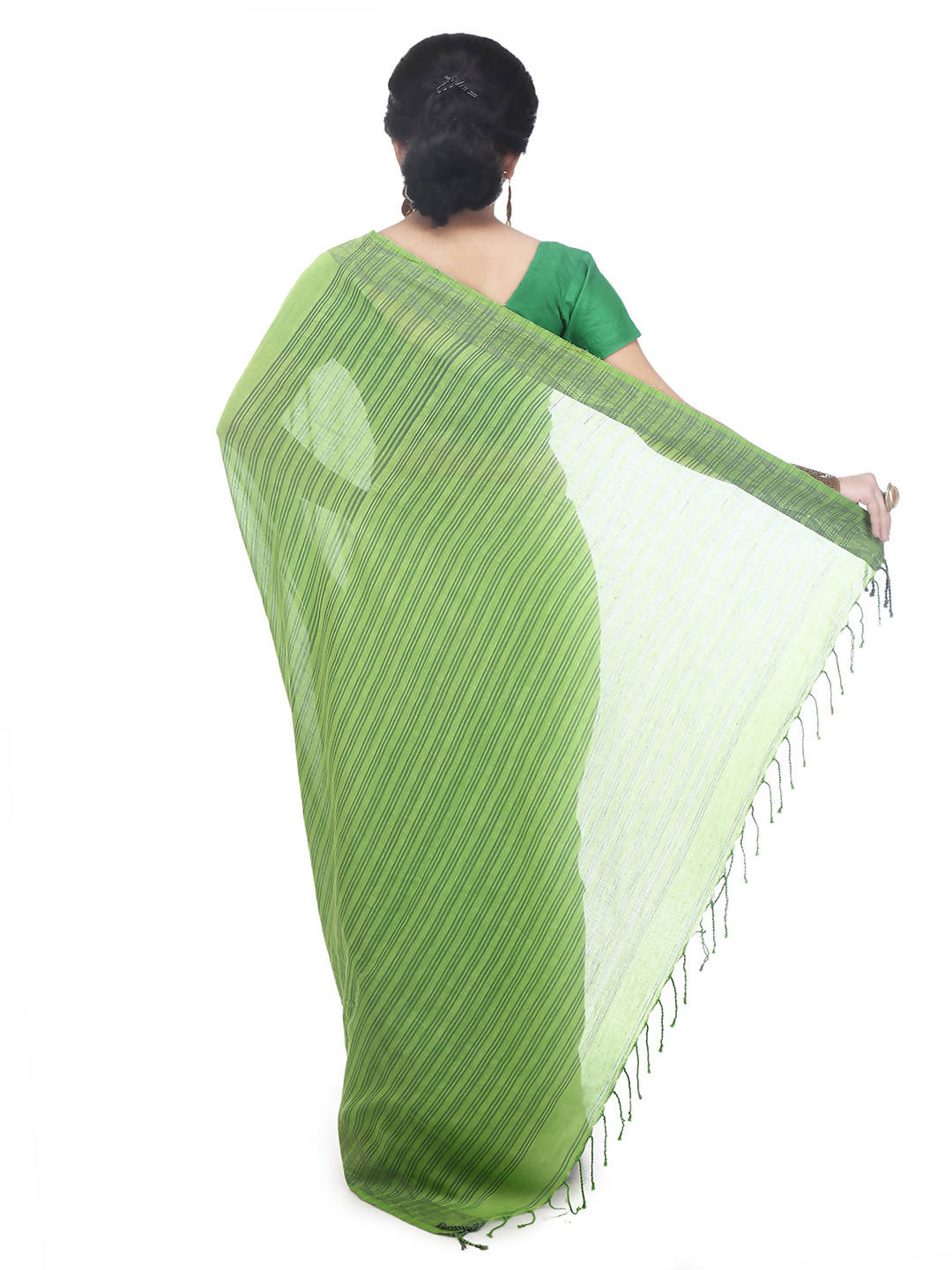 Green bengal handloom handspun saree