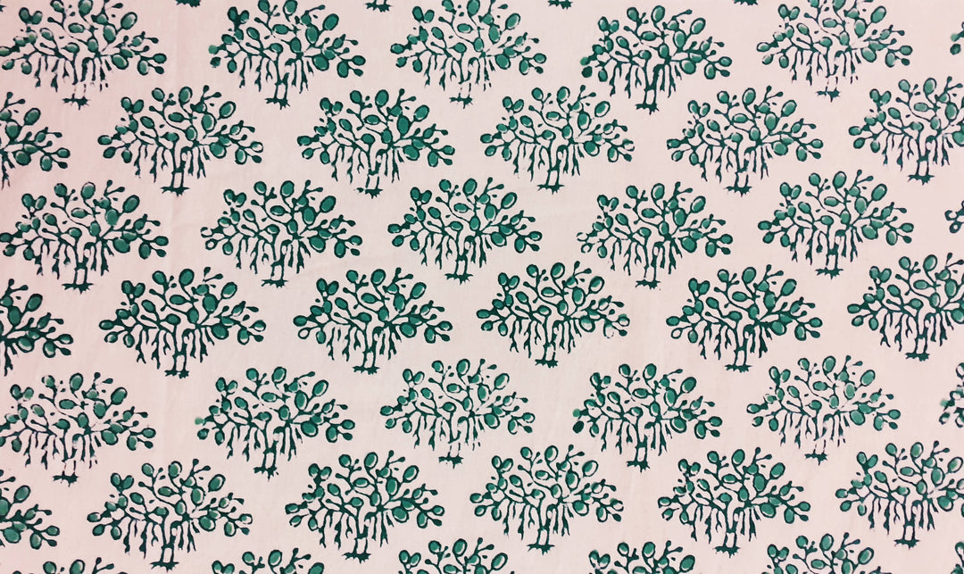 Banyan tree hand block printed cotton bed sheet with pillow cover