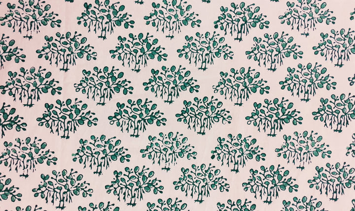 Banyan tree hand block printed cotton bed sheet with pillow cover